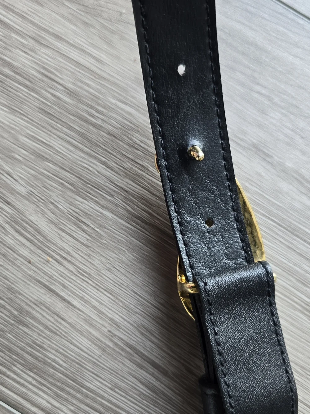 Vintage Gorbani Black Leather Belt Gold Paisley Hook Buckle Statement Sz M 90s